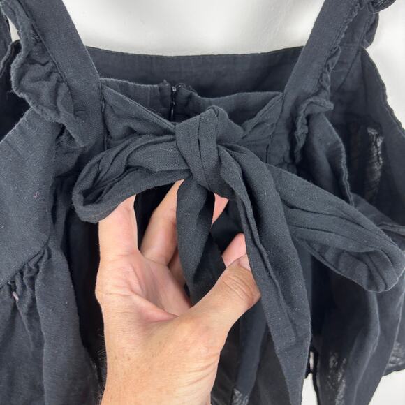 Petal + Pup Black Raye Crop Top Large flowy romantic ruffle feminine boho - Picture 6 of 9